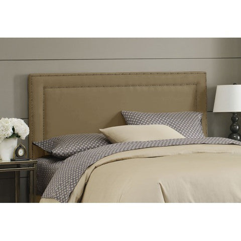 Nail Button Border Headboard in Premier Khaki Upholstery by Skyline Furniture | 29XX (Premier Khaki)