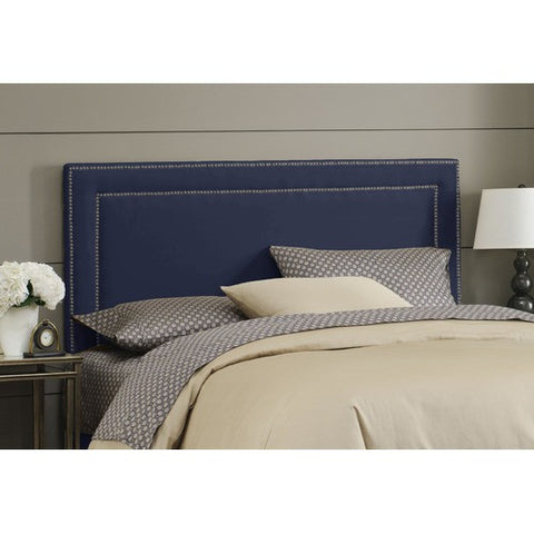 Nail Button Border Headboard in Premier Lazuli Upholstery by Skyline Furniture | 29XX (Premier Lazuli)