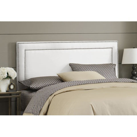 Nail Button Border Headboard in Premier White Upholstery by Skyline Furniture | 29XX (Premier White)