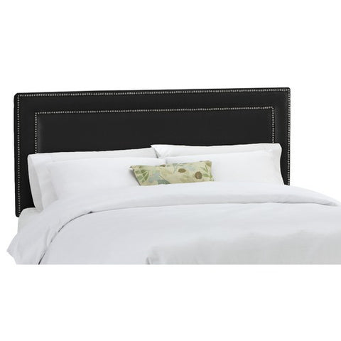 Nail Button Border Headboard in Shantung Black Upholstery by Skyline Furniture | 29XX (Shantung Black)