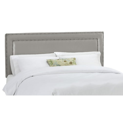 Nail Button Border Headboard in Shantung Silver Upholstery by Skyline Furniture | 29XX (Shantung Silver)