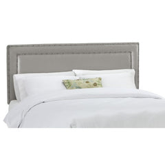 Nail Button Border Headboard in Shantung Silver Upholstery by Skyline Furniture | 29XX (Shantung Silver)