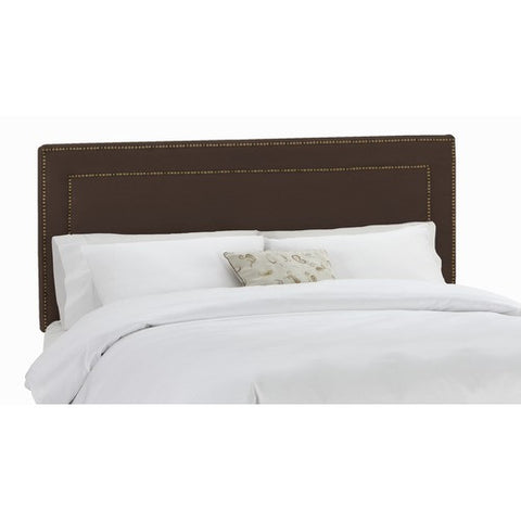 Nail Button Border Headboard in Velvet Chocolate Upholstery by Skyline Furniture | 29XX (Velvet Chocolate)