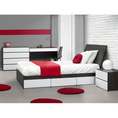 Allure Storage Bed in White and Ebony by Nexera | 2233