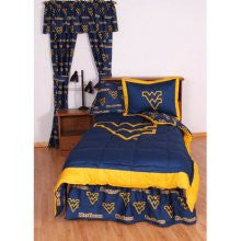 West Virginia Mountaineers Bed in A Bag Queen with Team Color Sheets