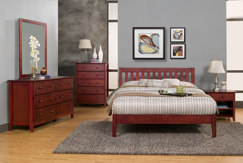 PORTOLA QUEEN PLATFORM BED LIGHT CHERRY by Alpine Furniture | PB-01 QLC