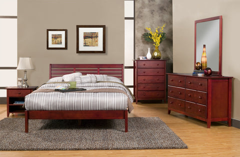 PORTOLA QUEEN PLATFORM BED LIGHT CHERRY by Alpine Furniture | PB-11 QLC