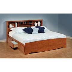 Cherry Monterey King Six Drawer Platform Storage Bed in Rich Cherry by Prepac | CBK-8400-K