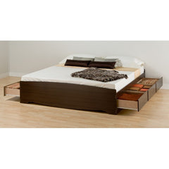 King Platform Storage Bed with Six Drawers in Espresso by Prepac | EBK-8400