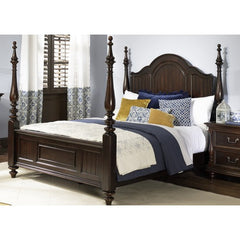 River Street Bedroom Poster Bed in Distressed Burgundy Spice by Liberty Furniture | 391-BR02 / 391-BR04