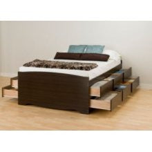 Prepac Sonoma Tall Double/Full Platform Storage Bed Espresso Finish