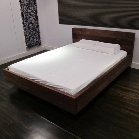 Cubic Floating Bed with Platform in Walnut by Sarabi Studio | 2002