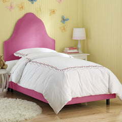 High Arc Micro-Suede Upholstered Bed in Hot Pink by Skyline Furniture | 580BEDPHTPINK / 581BEDPHTPINK