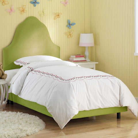 High Arc Micro-Suede Upholstered Bed in Kiwi by Skyline Furniture | 580BEDPKIWI / 581BEDPKIWI