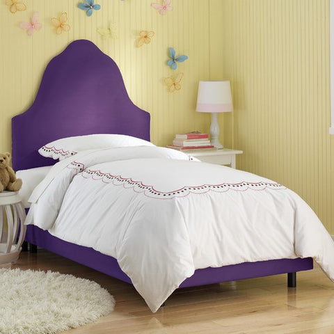 High Arc Micro-Suede Upholstered Bed in Purple by Skyline Furniture | 580BEDPPURPLE / 581BEDPPURPLE