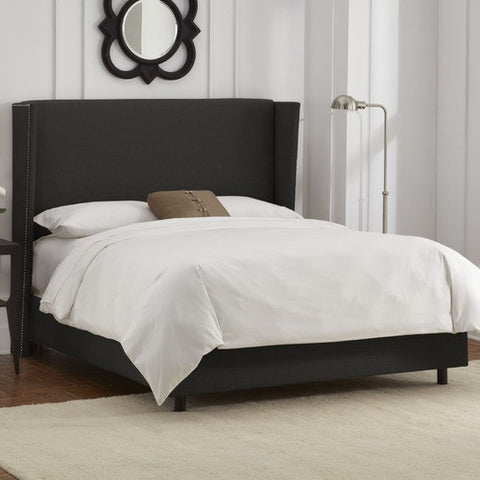 Linen Nail Button Wingback Bed by Skyline Furniture | 45-bed