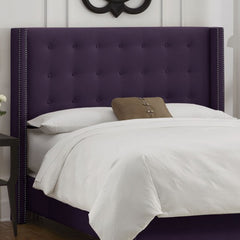 Velvet Nail Button Tufted Wingback Headboard by Skyline Furniture | 53NB