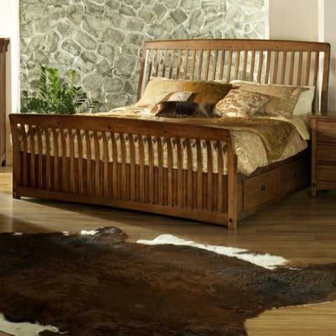 Craftsman Sleigh Storage Bed in Warm Brown by Somerton | 417 / 417-89D