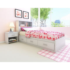 Willow Storage Bed & Bookcase Headboard in Frost White by dCOR design | H-011-LWB / H-211 and S-011-LWB / D-0