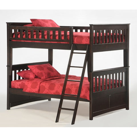 Ginger Full Over Full Bunk Bed in Dark Chocolate by Night & Day | Ginger Bunk Bed Series in Dark Chocolate