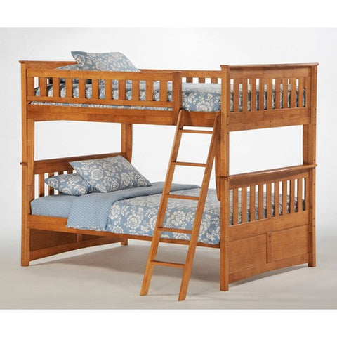 Ginger Full Over Full Bunk Bed in Medium Oak by Night & Day | Ginger Bunk Bed Series in Medium Oak