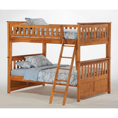 Ginger Full Over Full Bunk Bed in Medium Oak by Night & Day | Ginger Bunk Bed Series in Medium Oak