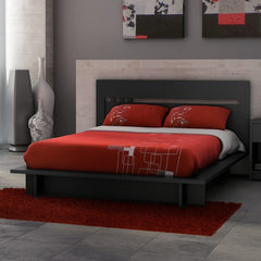 Milan Queen Platform Bed with Optional Headboard in Solid Black by Stellar Home | S200-2