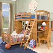 Ne Kids School House Student Loft Bed in Pecan