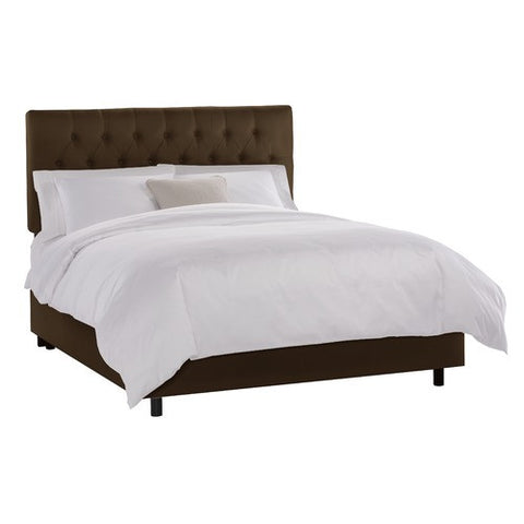 Tufted Bed in Shantung Chocolate by Skyline Furniture | 54XBED (Shantung Chocolate)