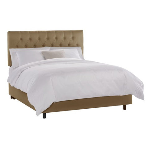 Tufted Bed in Shantung Khaki by Skyline Furniture | 54XBED (Shantung Khaki)