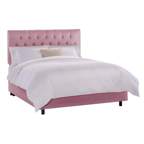 Tufted Bed in Shantung Woodrose by Skyline Furniture | 54XBED (Shantung Woodrose)