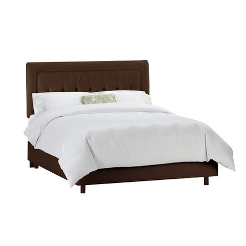 Tufted Border Bed in Shantung Chocolate by Skyline Furniture | 64XBED (Shantung Chocolate)