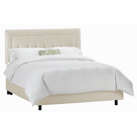 Tufted Border Bed in Shantung Pearl by Skyline Furniture | 64XBED (Shantung Pearl)