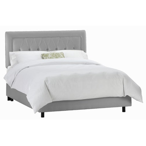 Tufted Border Bed in Shantung Silver by Skyline Furniture | 64XBED (Shantung Silver)