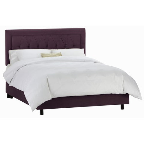Tufted Border Bed in Velvet Aubergine by Skyline Furniture | 64XBED (Velvet Aubergine)