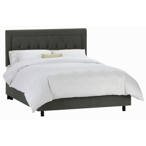 Tufted Border Bed in Velvet Pewter by Skyline Furniture | 64XBED (Velvet Pewter)
