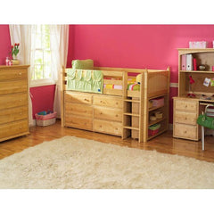 Twin Box Low Loft Bed with Bookcase and Dresser by Maxtrix Kids | Maxtrix Bookcase Dresser Low Loft Series