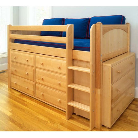 Twin Box Low Loft Bed with Dressers by Maxtrix Kids | Maxtrix Box Dressers Low Loft Series