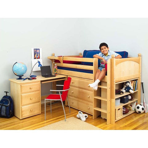 Twin Box Low Rider Bed with Student Desk, Dresser, and Bookcase by Maxtrix Kids | Box 3L / One One 3L