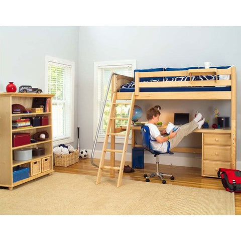 Twin High Loft Bed with Long Desk and 3 1/2 Drawer Chest by Maxtrix Kids | Maxtrix Loft Bed Desk Chest Series