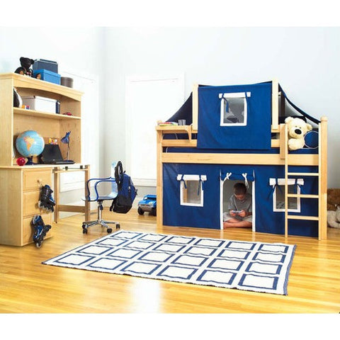 Twin Low Loft Bed with Curtain and Top Tent by Maxtrix Kids | Maxtrix Bedroom Series