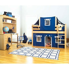 Twin Low Loft Bed with Curtain and Top Tent by Maxtrix Kids | Maxtrix Bedroom Series