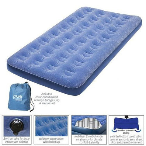 Twin Low Profile Flock Top Air Bed by Pure Comfort | 6006TLB