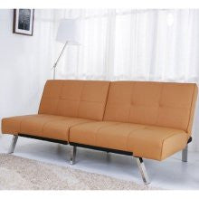 SunQube Jacksonville Camel Foldable Futon Sofa Bed