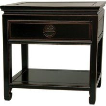 Oriental Furniture Rosewood Bedside Table - Antique Black