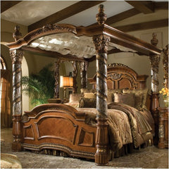 Villa Valencia Poster Canopy Bed in Chestnut by AICO | Villa Valencia Poster Bed Series