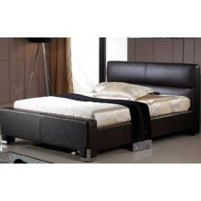 STEELBEDQM Steel Queen Bonded Leather Tufted Bed in
