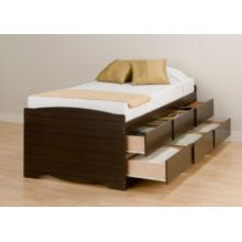 Prepac Espresso Tall Twin/Mates Platform Storage Bed 6-drawers