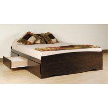 Queen Size Platform Storage Bed in Espresso - Prepac - EBQ-6200