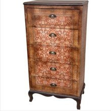Oriental Furniture Olde-Worlde Vintage Five Drawer Chest